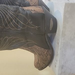 Vintage Leather Snakeskin Cowboy boots CODE WEST well-preserved  Made in USA